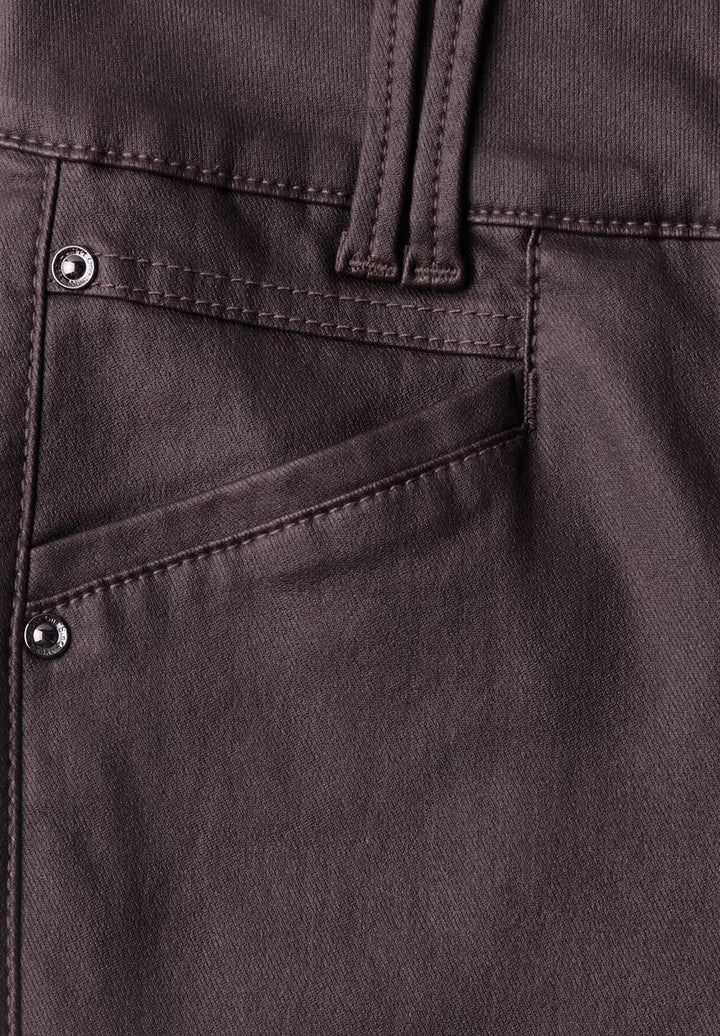 Mid Waist Hose im Slim Fit in Leder-Optik