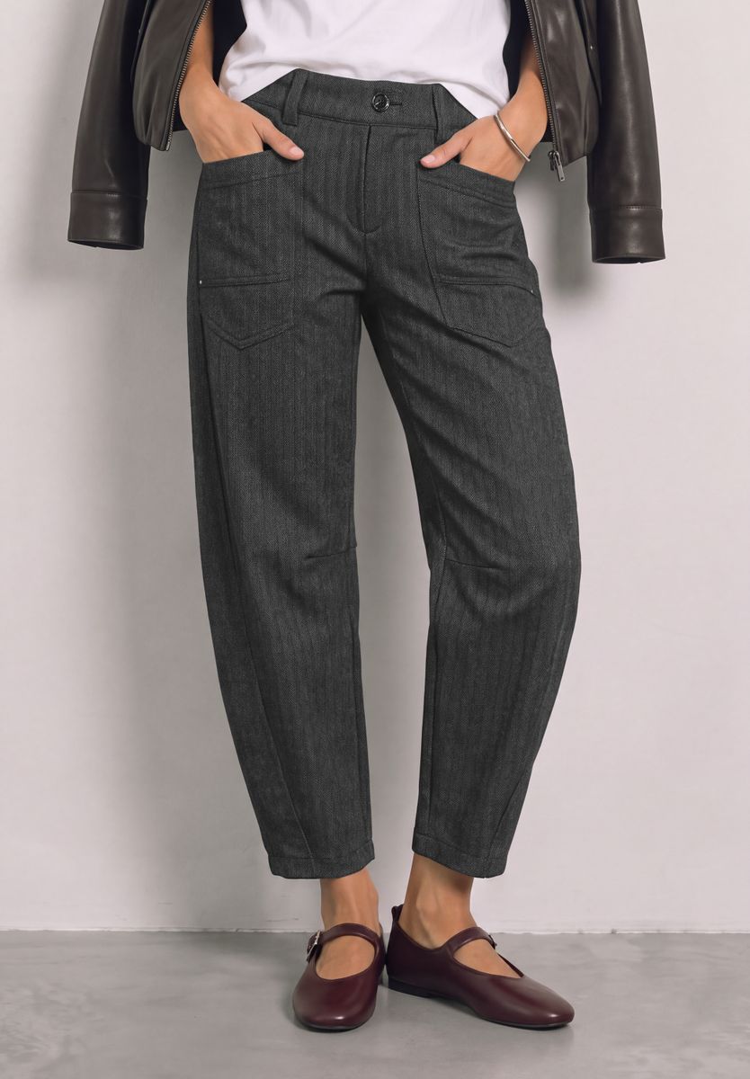 High Waist Barrel Leg Hose mit Elastikbund