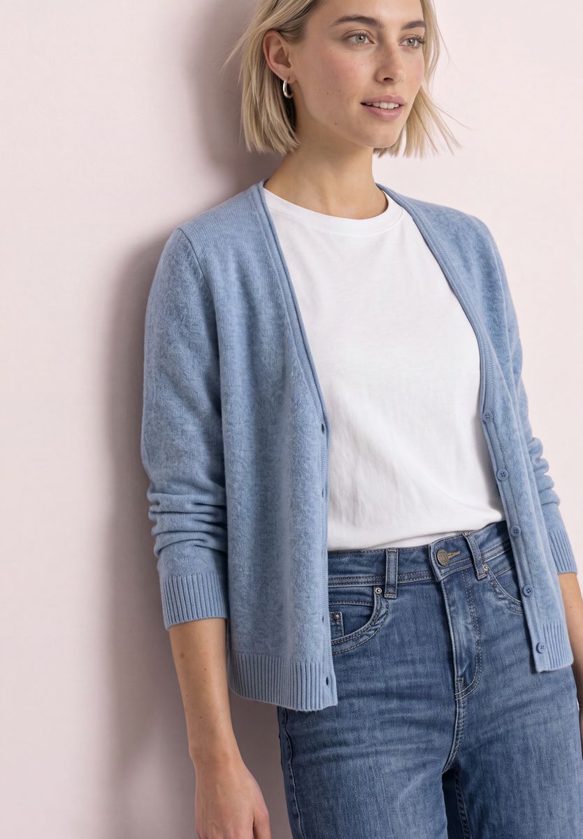 Cadigan mit V-Neck und Knopfleiste