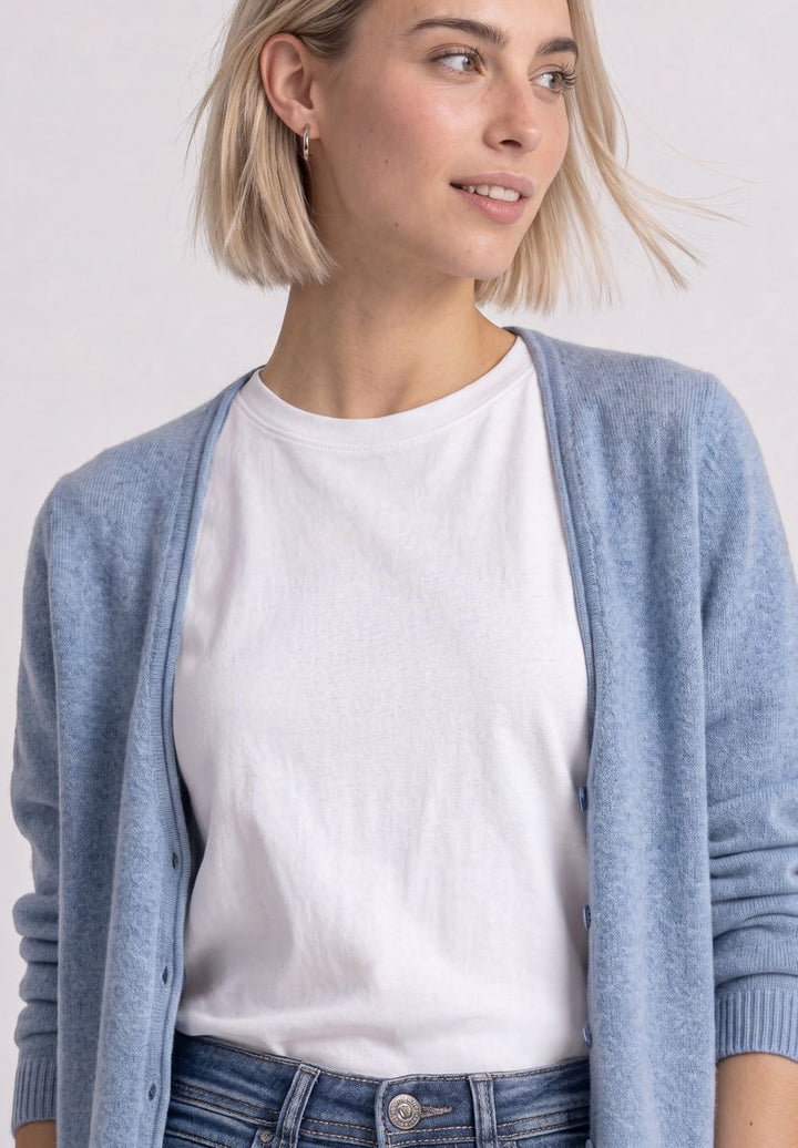 Cadigan mit V-Neck und Knopfleiste