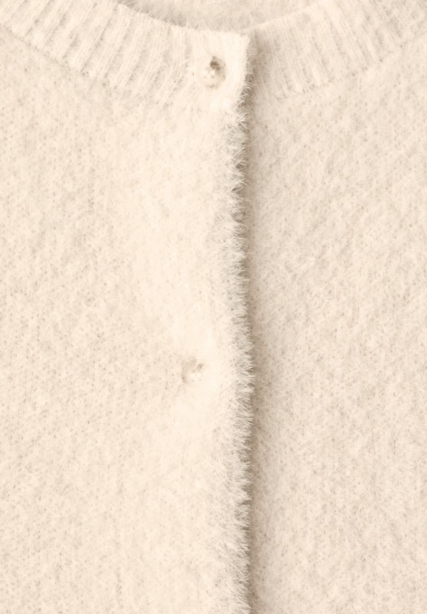Federgarn Weste mit Rundhals und Knöpfen