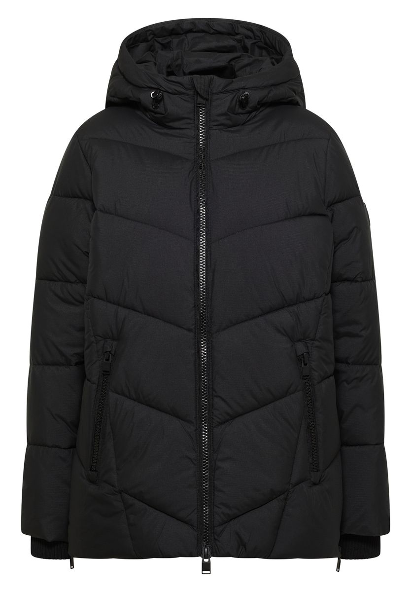 Puffer-Jacke in Midi-Länge mit Kapuze