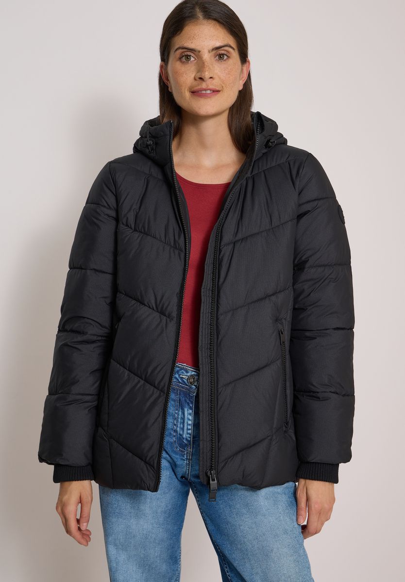 Puffer-Jacke in Midi-Länge mit Kapuze