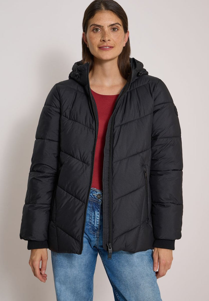 Puffer-Jacke in Midi-Länge mit Kapuze