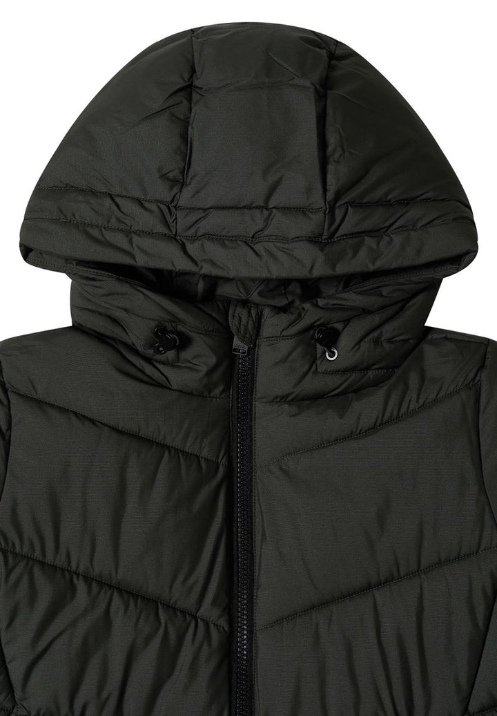Puffer-Jacke in Midi-Länge mit Kapuze