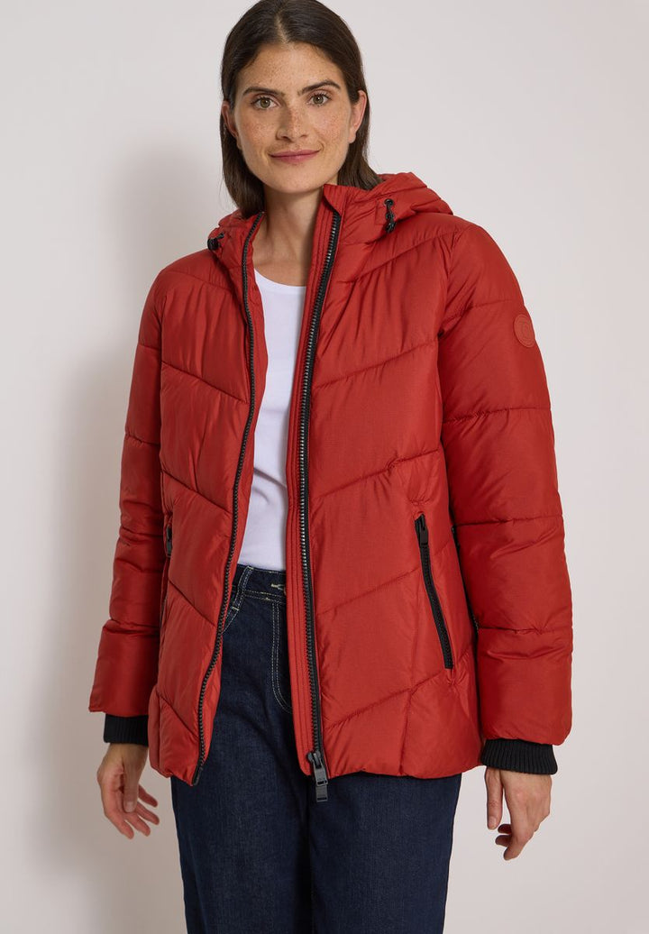Puffer-Jacke in Midi-Länge mit Kapuze