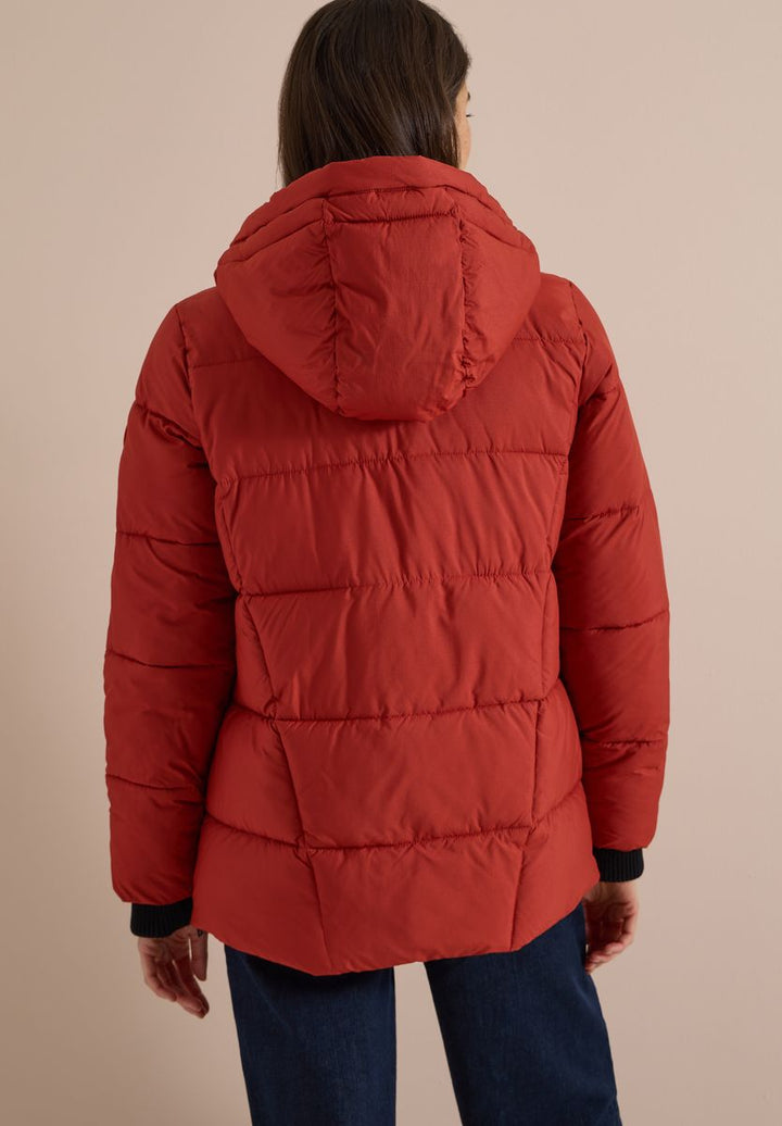 Puffer-Jacke in Midi-Länge mit Kapuze
