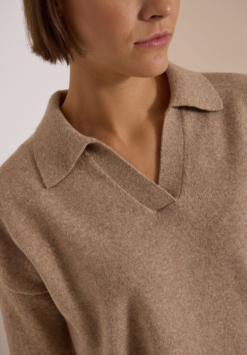 Langarm Pullover mit Polokragen