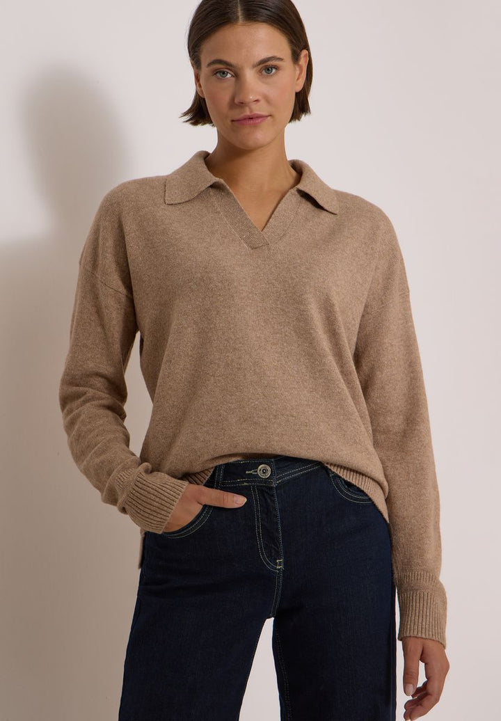 Langarm Pullover mit Polokragen