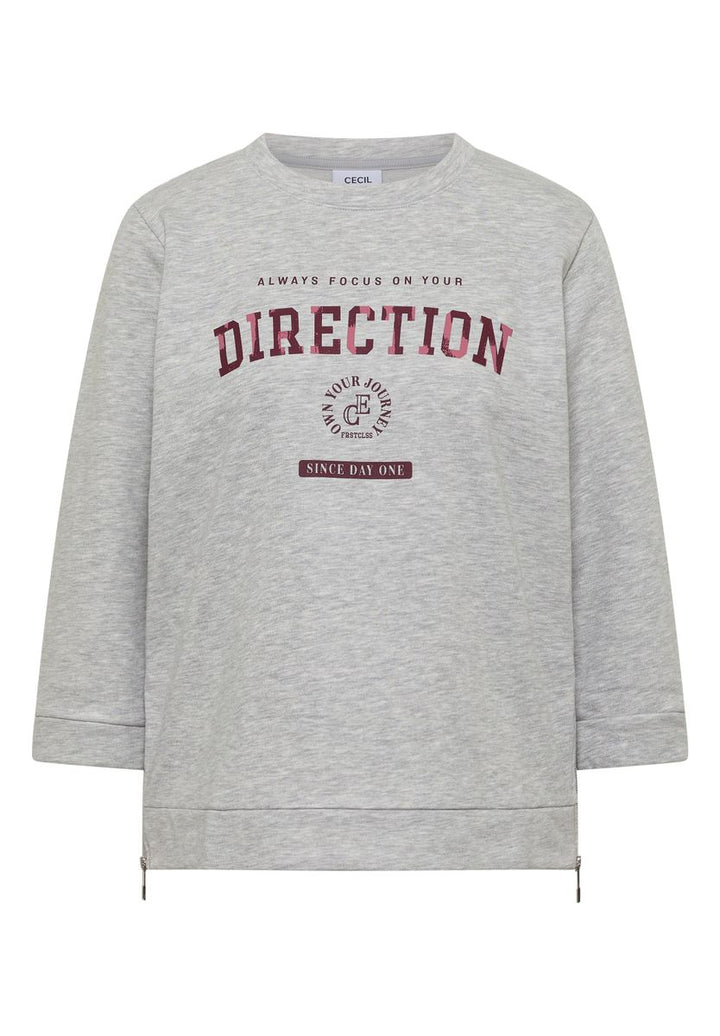 3/4-Arm Shirt mit Rundhals und Wording
