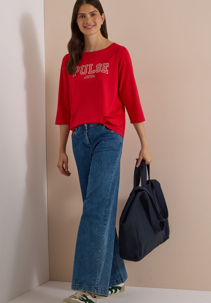 3/4-Arm Shirt mit Boat Neck und Print