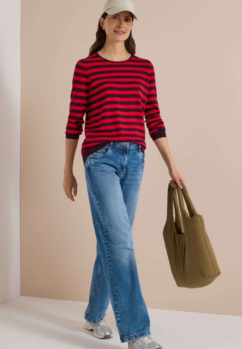 Pullover mit Rundhals und Streifen