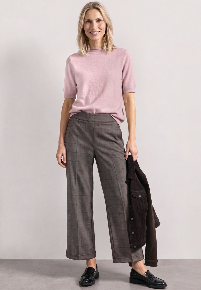 High Waist Wide Leg Culotte mit Karomuster