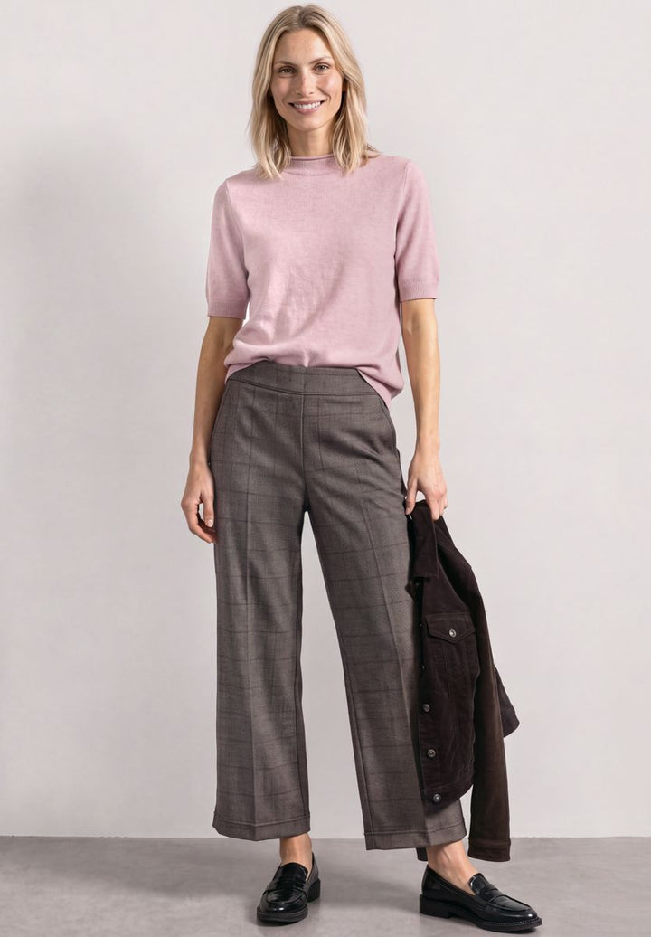 High Waist Wide Leg Culotte mit Karomuster