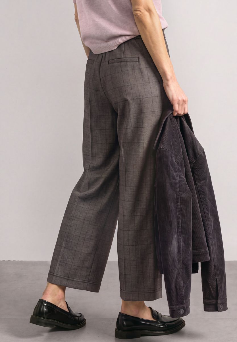 High Waist Wide Leg Culotte mit Karomuster