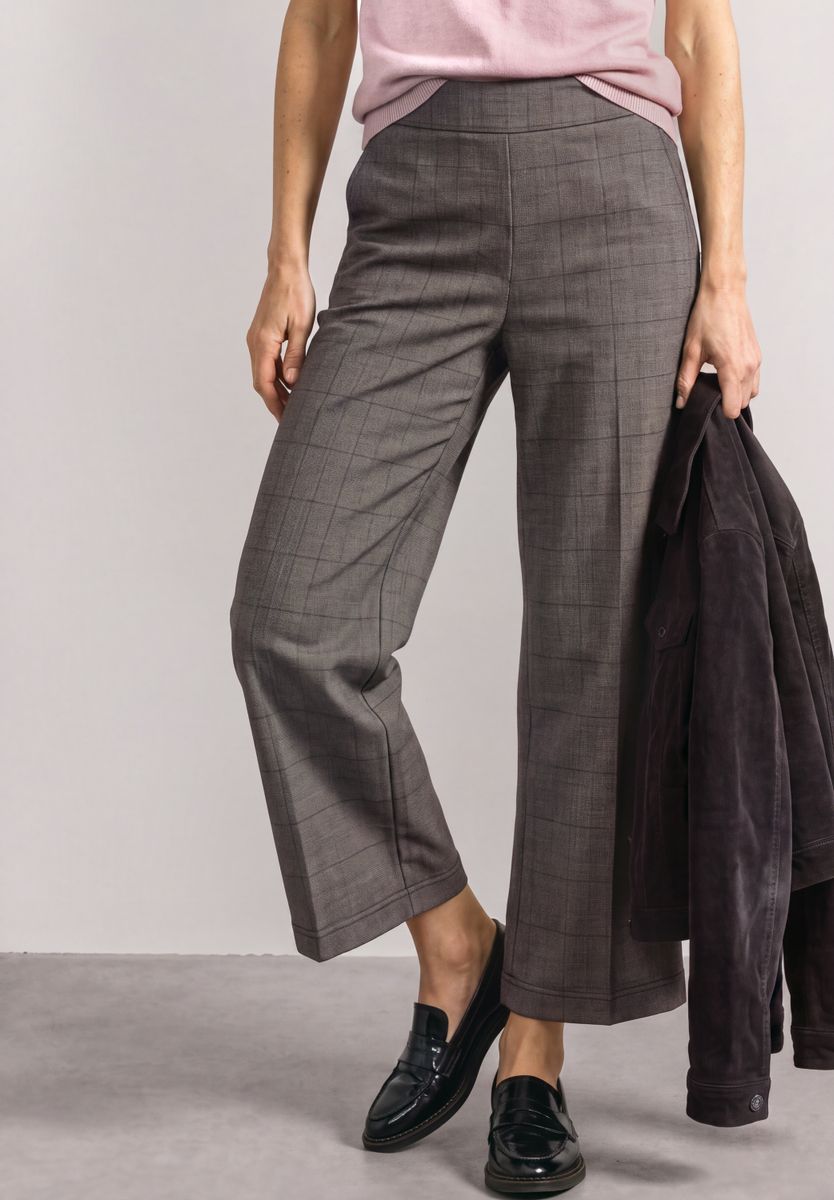 High Waist Wide Leg Culotte mit Karomuster