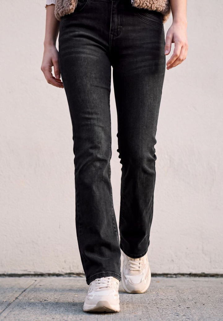 Mid Waist Bootcut Jeans im Slim Fit