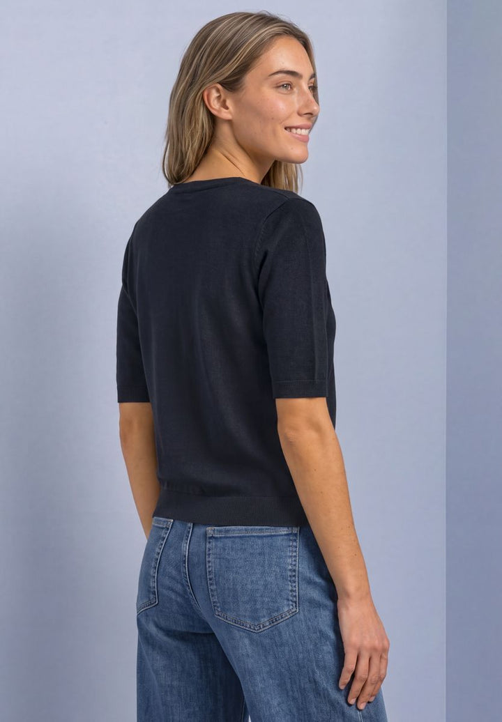 Kurzarm Cardigan mit Rundhals und Knöpfen