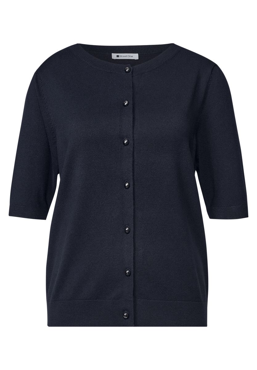 Kurzarm Cardigan mit Rundhals und Knöpfen