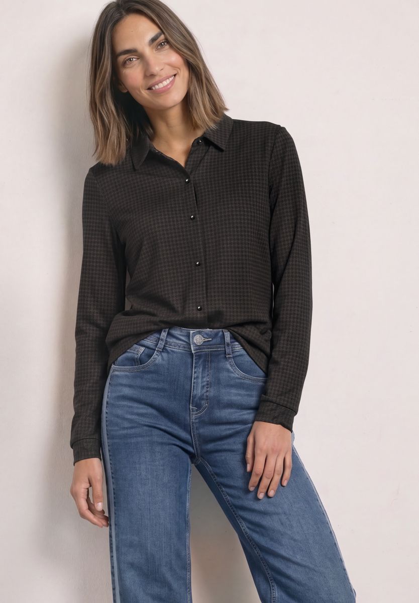 Langarm Jersey Shirt im Blusen-Look
