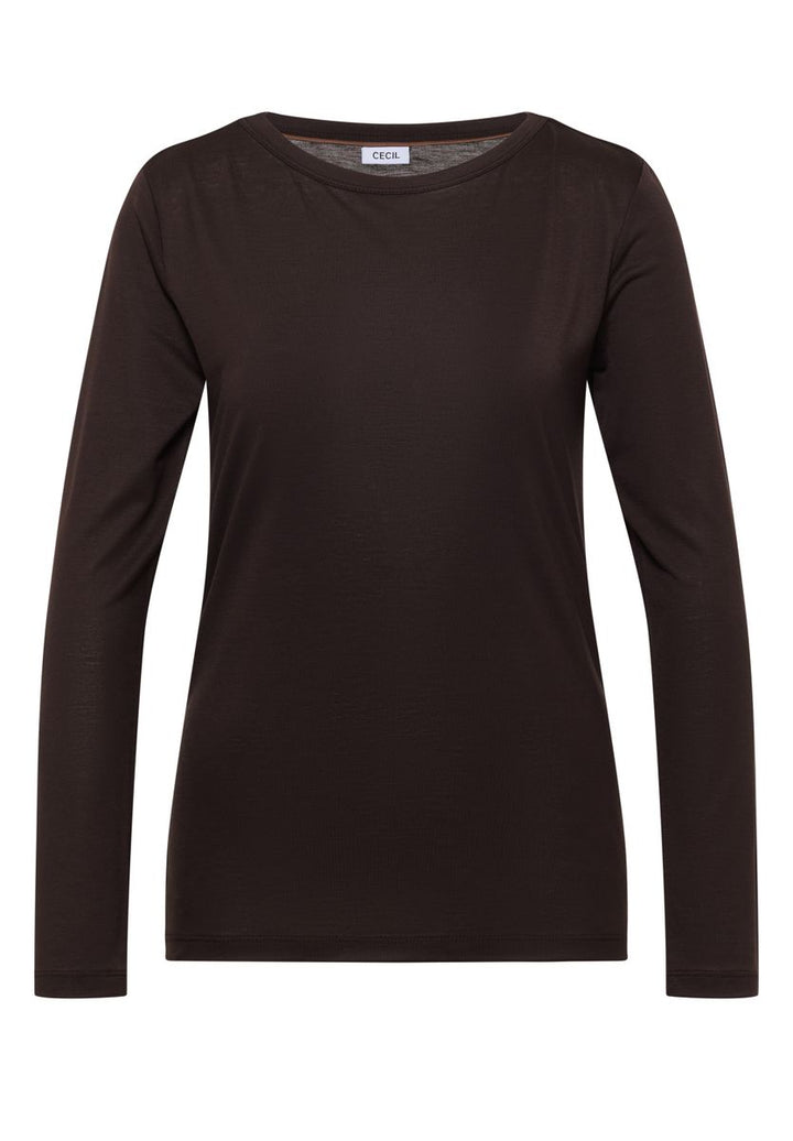 Langarm Shirt in Unifarbe mit Boat Neck