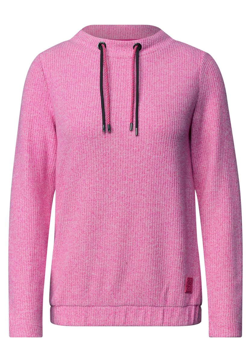Shirt in Rippstruktur mit Funnel Neck