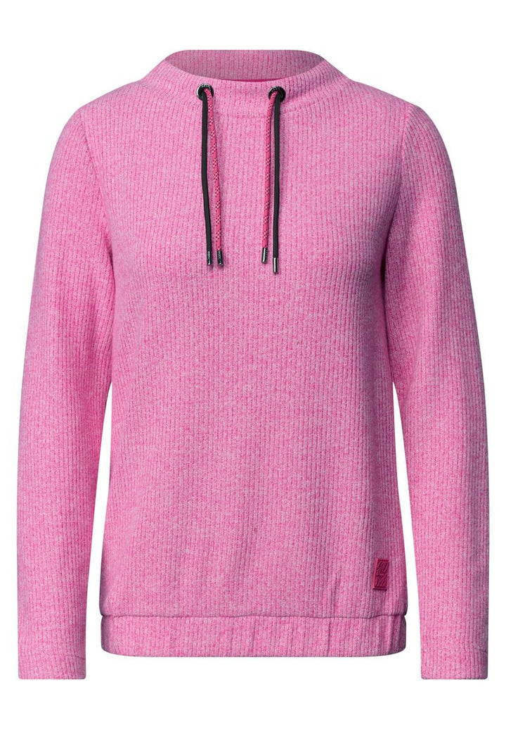 Shirt in Rippstruktur mit Funnel Neck