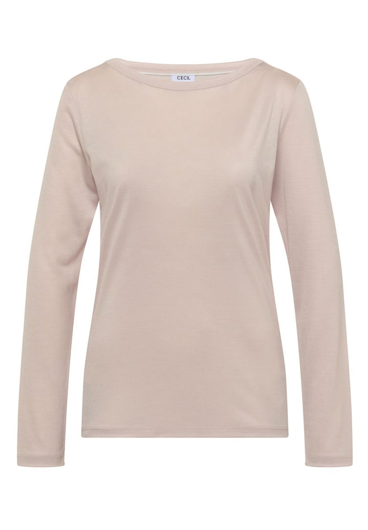 Langarm Shirt in Unifarbe mit Boat Neck