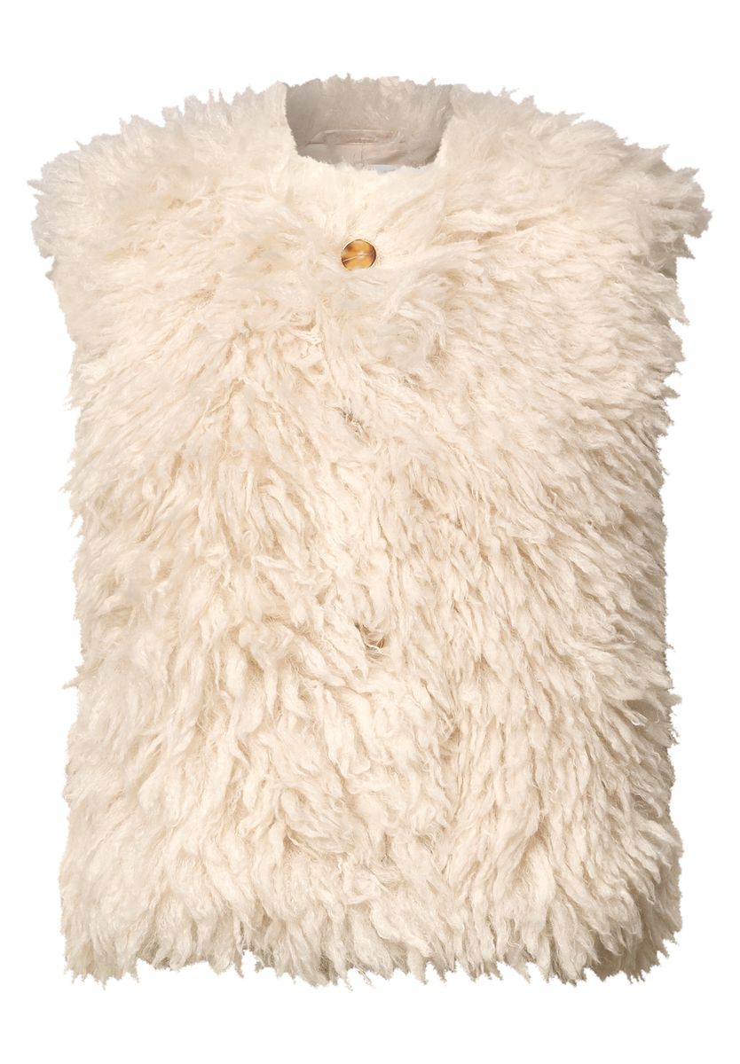 Fake Fur Weste mit Knopfleiste
