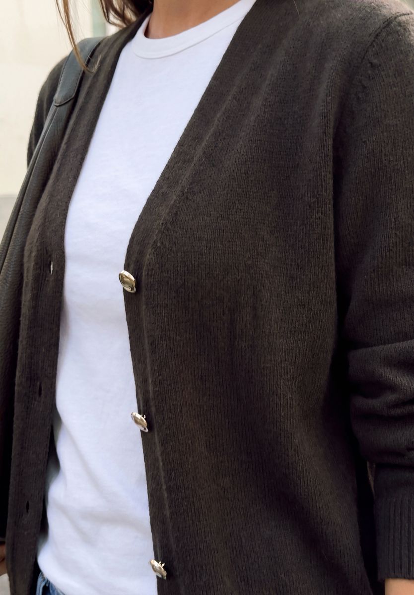 Cardigan mit V-Neck und Knopfleiste