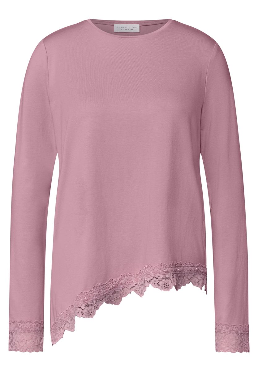Langarm Shirt mit diagonalem Saum