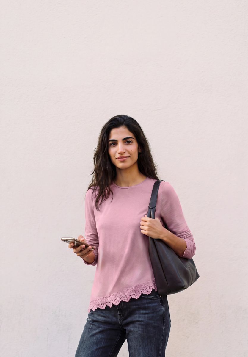 Langarm Shirt mit diagonalem Saum