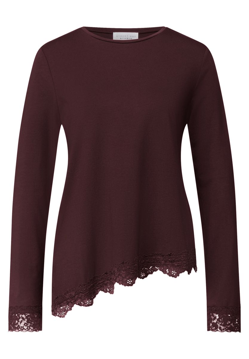 Langarm Shirt mit diagonalem Saum