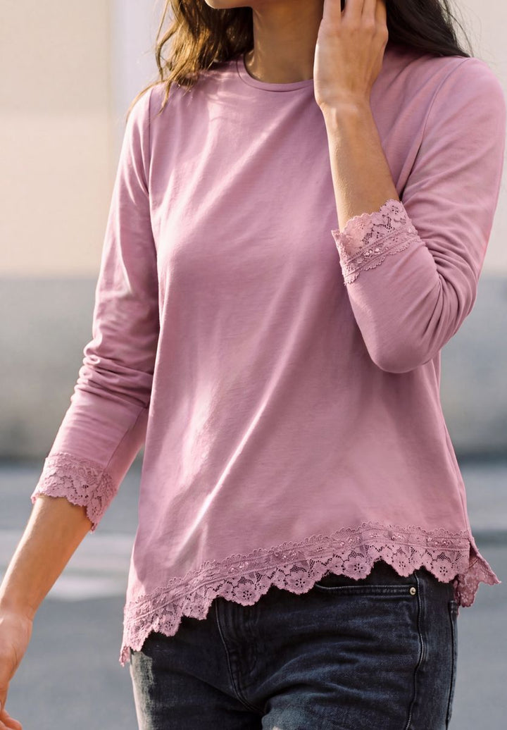 Langarm Shirt mit diagonalem Saum