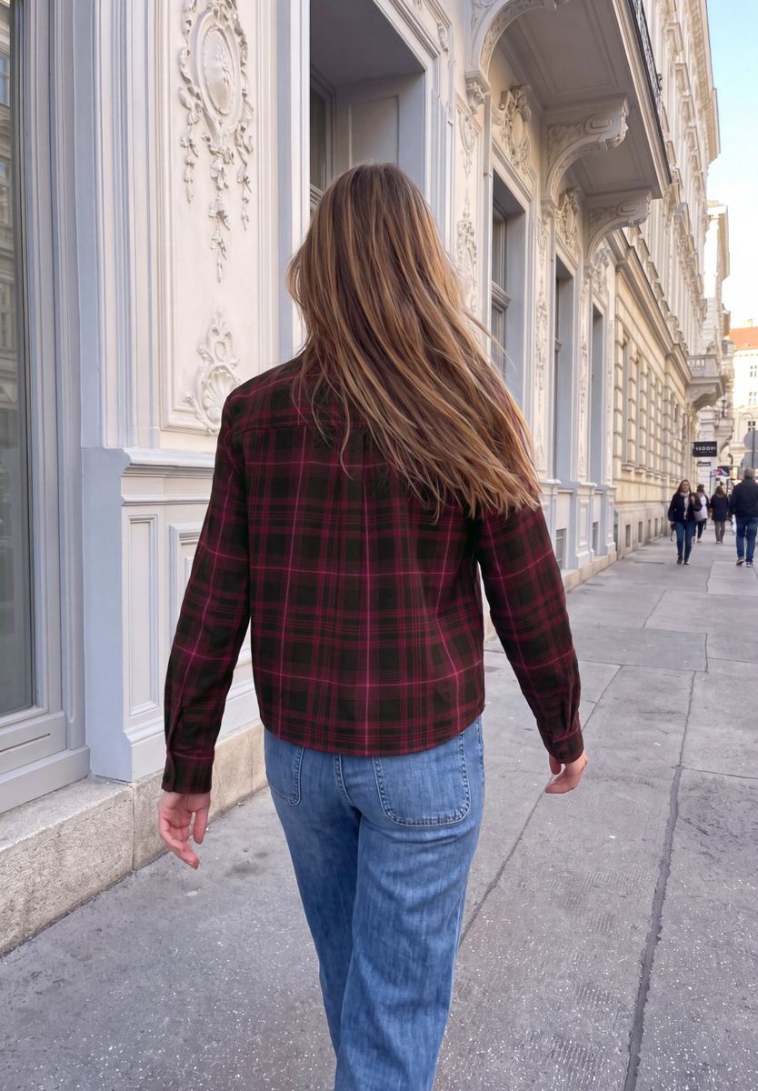 Langarm Hemdbluse mit Karomuster