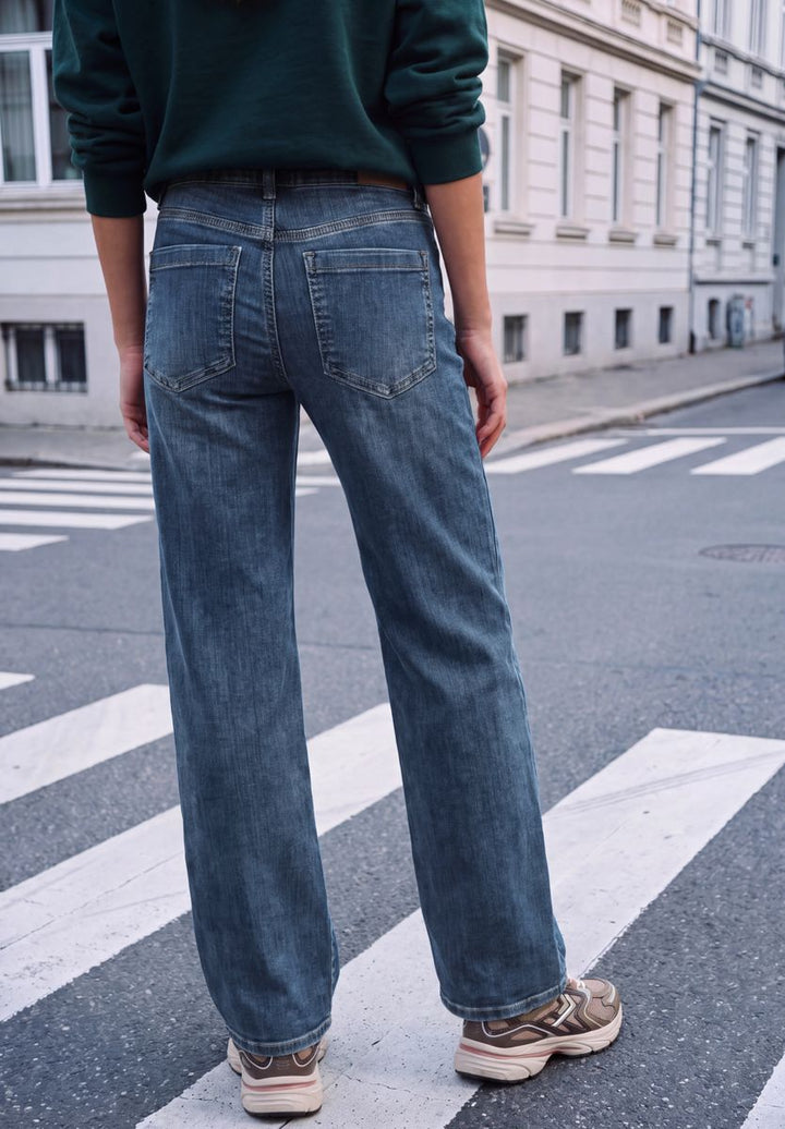 Mid Waist Wide Leg Jeans im Loose Fit