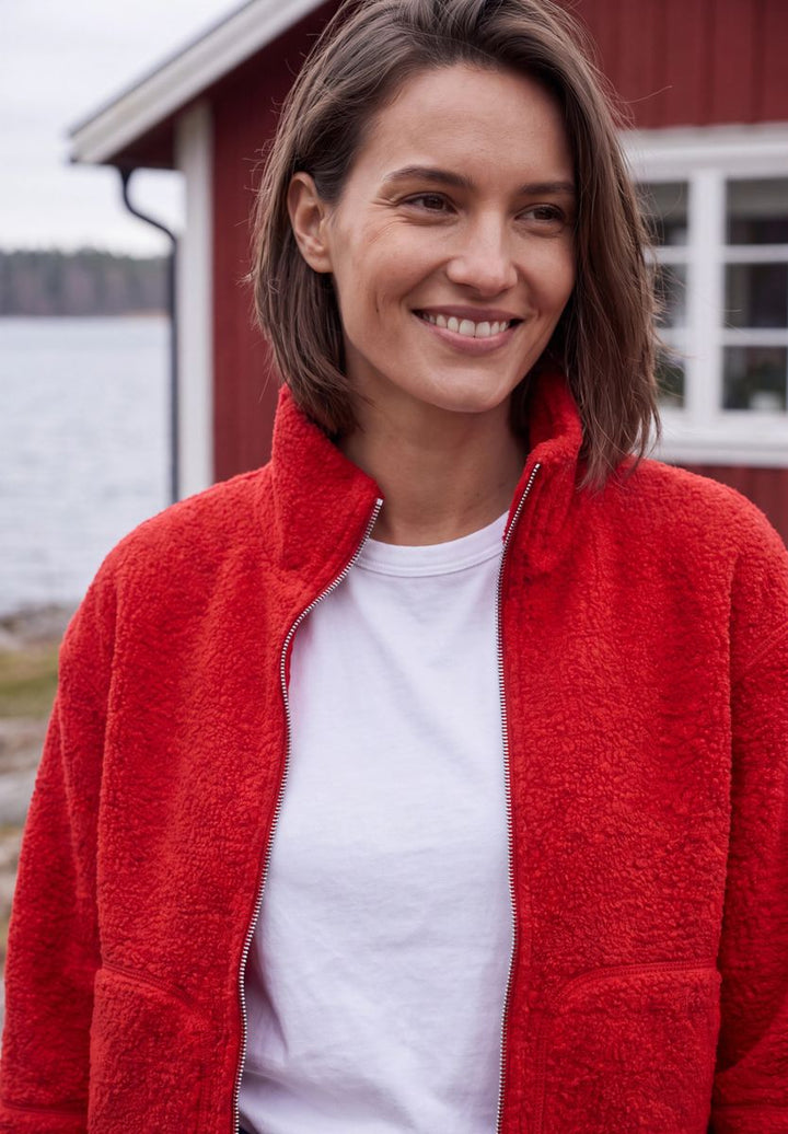 Teddyjacke mit Stehkragen und Zipper
