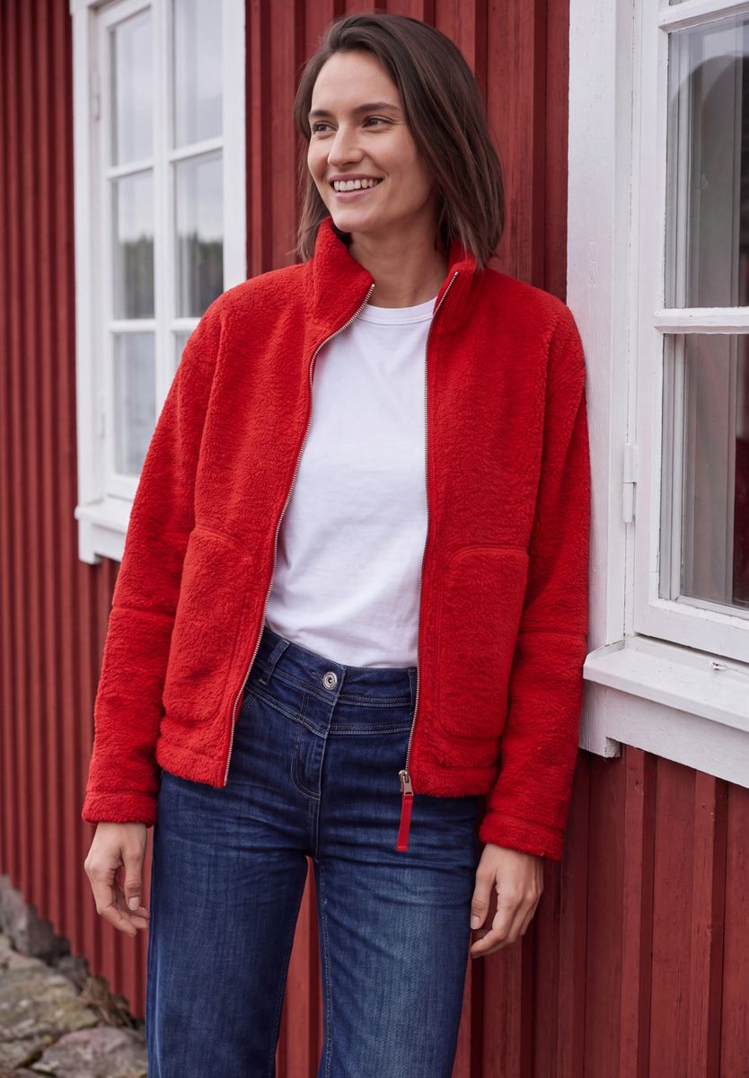 Teddyjacke mit Stehkragen und Zipper