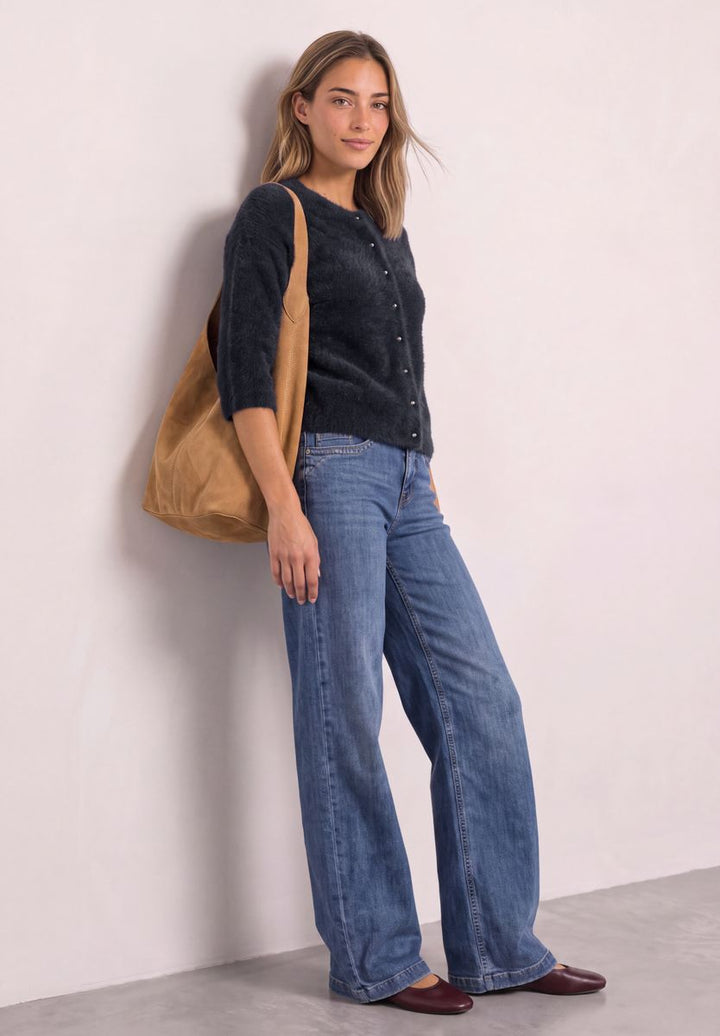Kuscheliger Halbarm Cardigan mit Rundhals