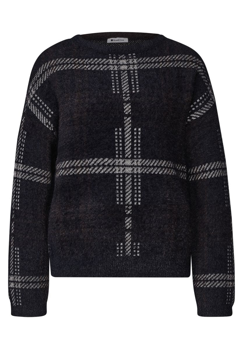 Langarm Pullover mit Karomuster