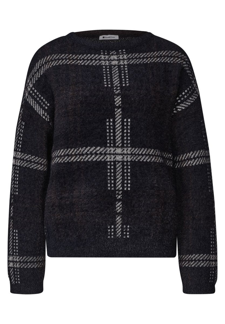 Langarm Pullover mit Karomuster