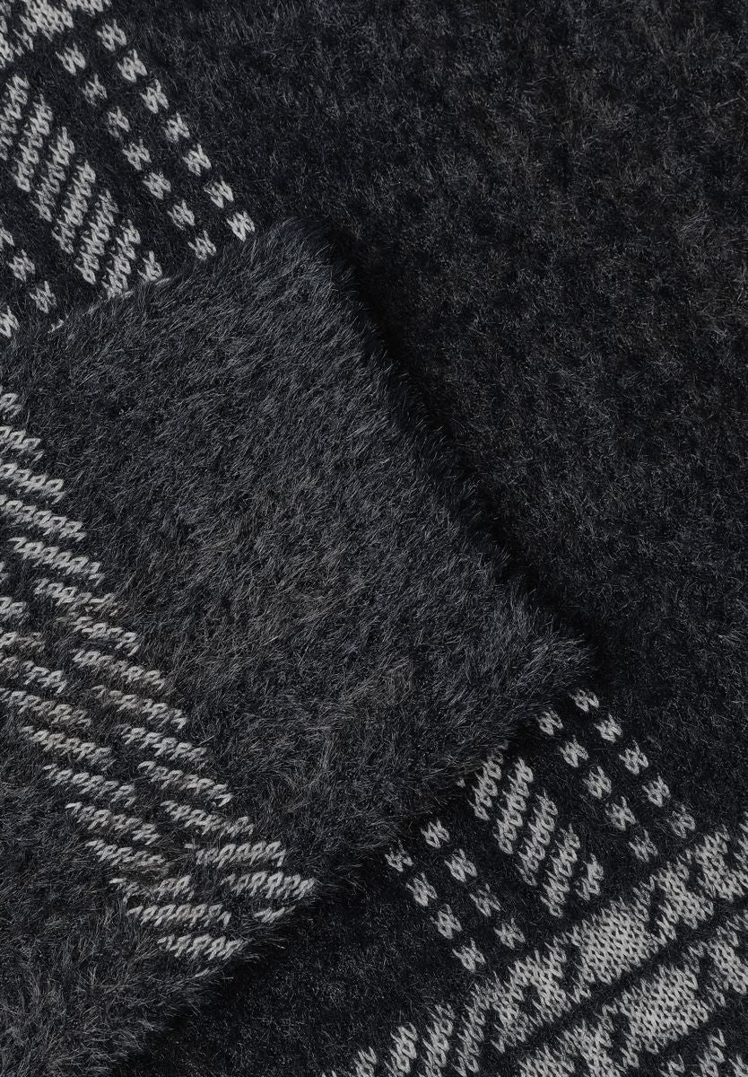 Langarm Pullover mit Karomuster