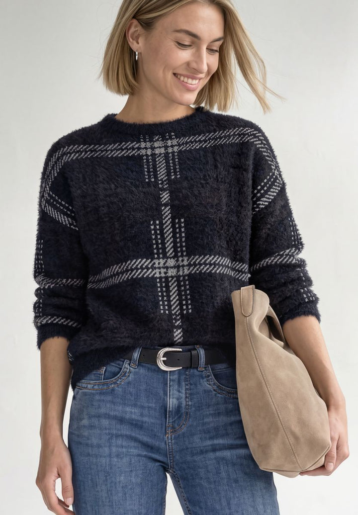 Langarm Pullover mit Karomuster
