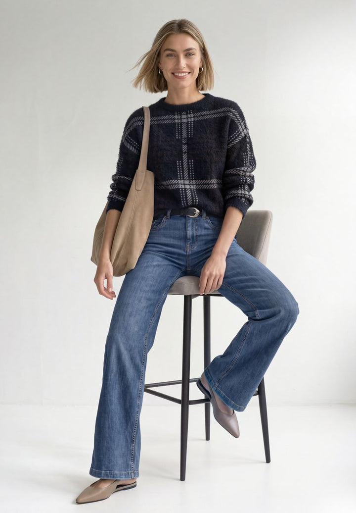 Langarm Pullover mit Karomuster