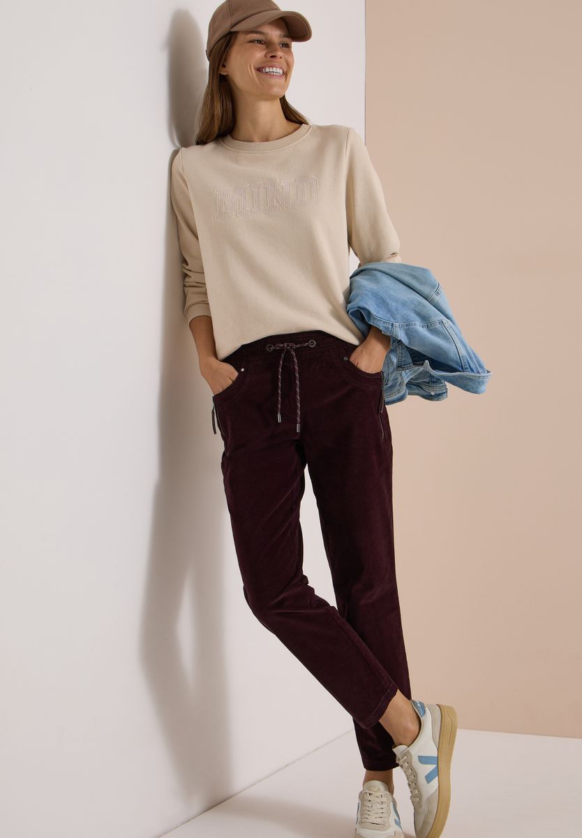 Mid Waist Slim Leg Hose im Casual Fit