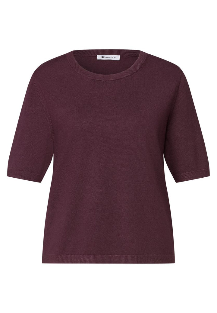 Kurzarm Pullover mit Rundhals in Unifarbe