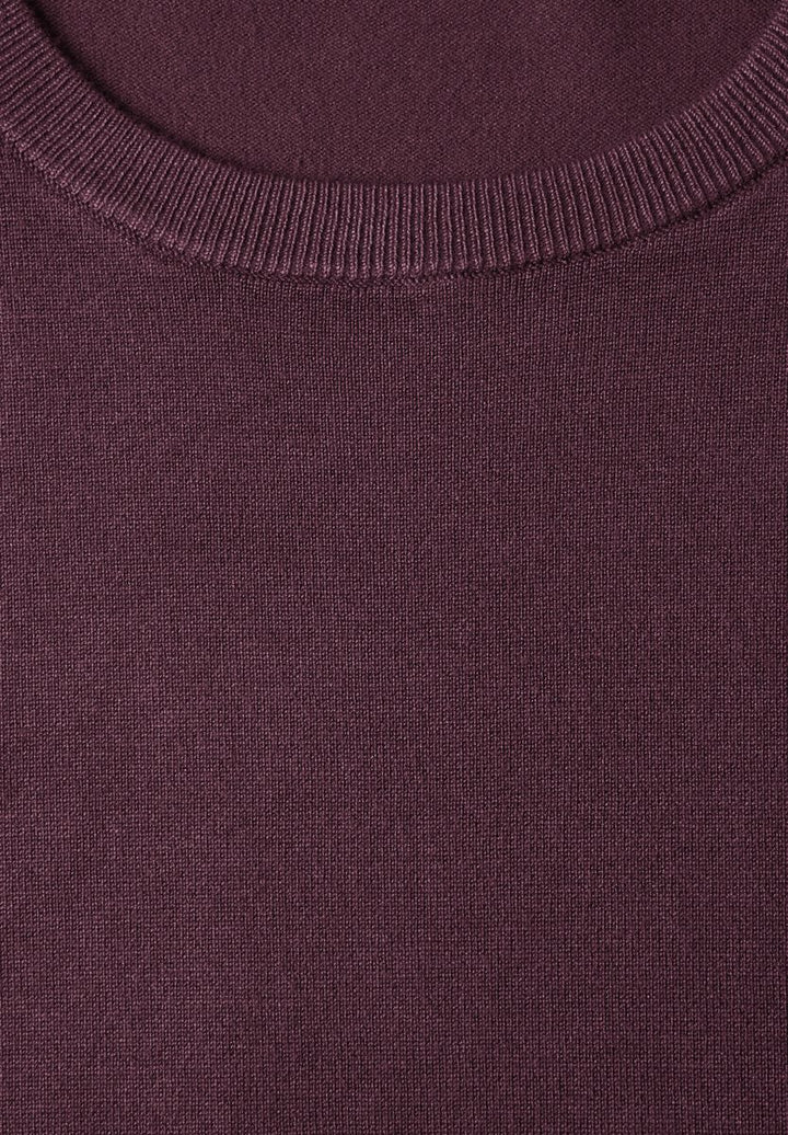 Kurzarm Pullover mit Rundhals in Unifarbe