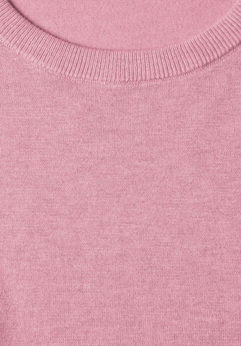 Kurzarm Pullover mit Rundhals in Unifarbe