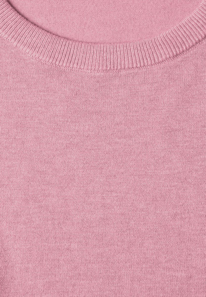 Kurzarm Pullover mit Rundhals in Unifarbe