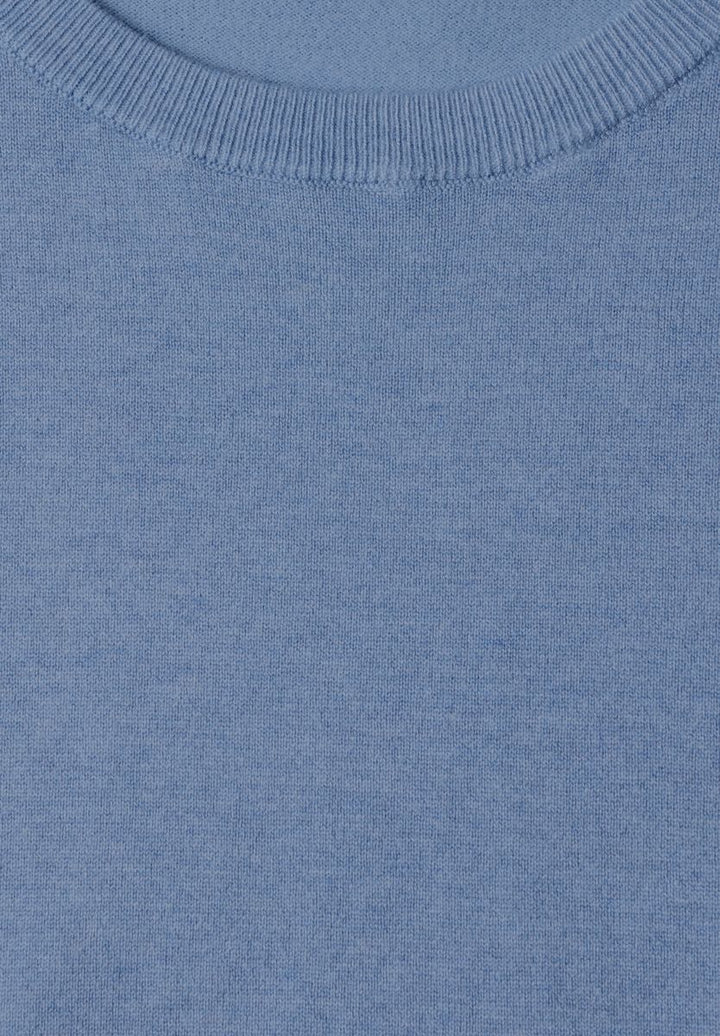 Kurzarm Pullover mit Rundhals in Unifarbe